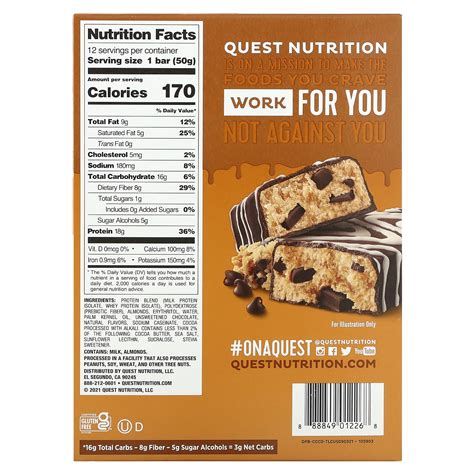 Quest Nutrition, Dipped Protein Bar, Chocolate Chip Cookie Dough, 12 ...