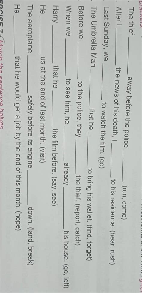 EXERCISE 6: Fill in the blanks with the Simple Past or the Past Perfect ...