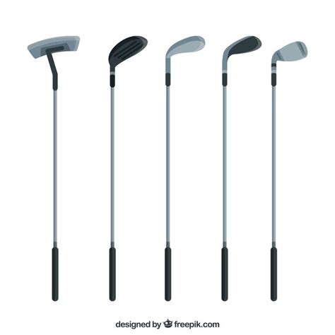 Collection de cinq clubs de golf | Vecteur Gratuite