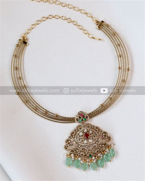 AD Premium Hasli with Earring - Mint Beads – sulliejewels