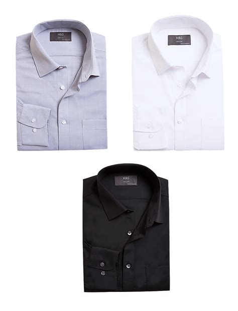 Buy 3 Pack Regular Fit Long Sleeve Shirt at Marks & Spencer