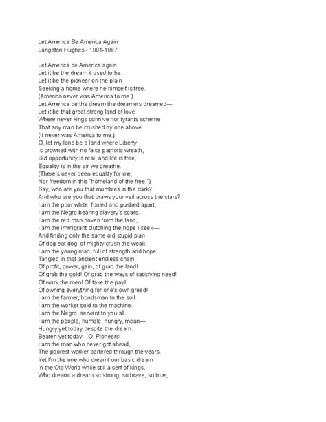 Let america be america again - langston hughes - Let America Be America ...