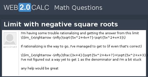 View question - Limit with negative square roots