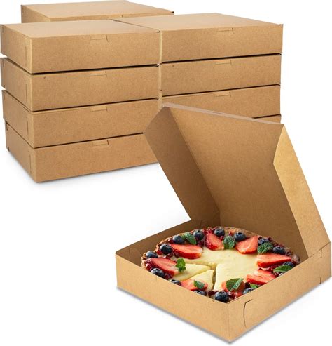 Fit Meal Prep 250 Pack Kraft Bakery Boxes, 10 x 10 x 2.5 Inches Brown ...
