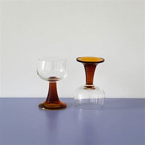 Amber Vintage German Wine Glasses / Pair – BTWEEN SPACES