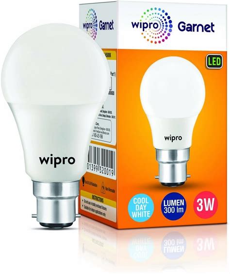 wipro Garnet 3W LED Bulb for Home & Office |Cool Day White (6500K ...