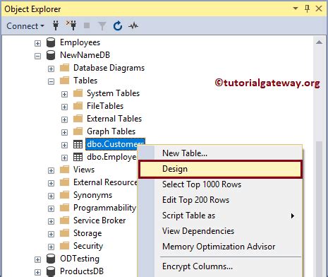 Add Column SQL Server Using Design 的图像结果