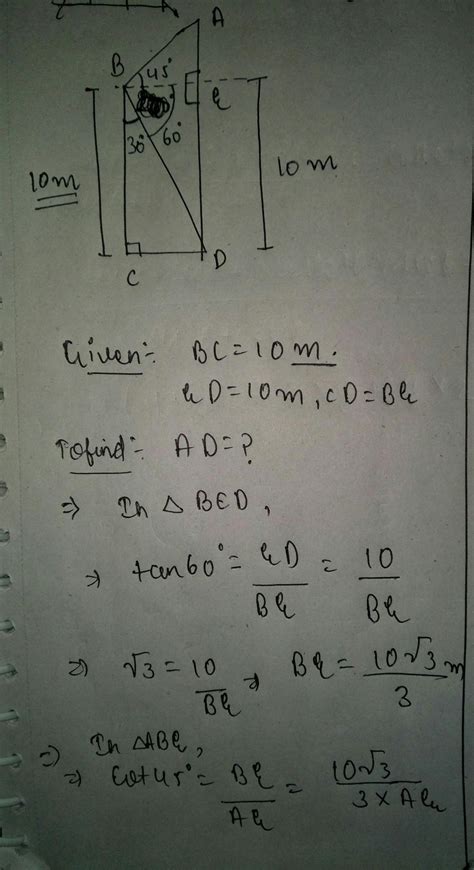 from the top of 10 m high building the angel of evaluation of the top ...