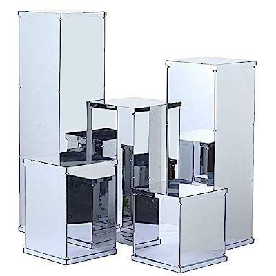 Buy BalsaCircle 5 Silver Mirror Display Boxes Centerpieces Pedestal ...