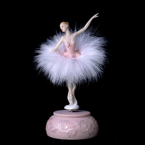 Buy Chagar Feather Skirt Ballerina Rotating Music Box Figurine,White ...