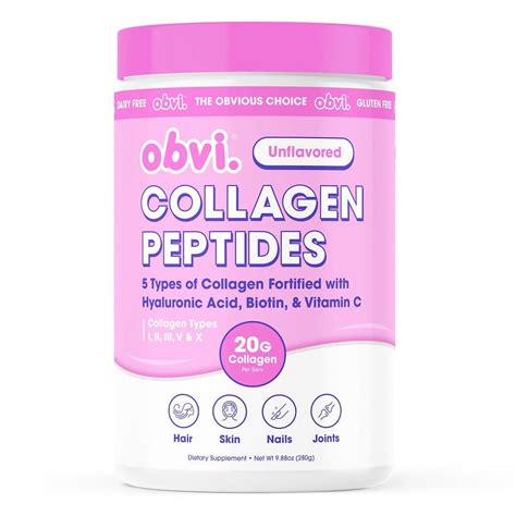 Obvi Unflavored Collagen Peptides Powder, Multi Collagen Supplement with Hyaluronic Acid, Biotin ...