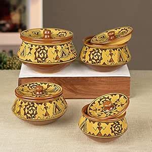 Buy StyleMyWay Handpainted Worli Art Ceramic Handi Set with Lid (Set of ...