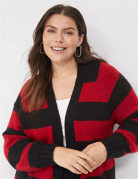 Classic Long Sleeve Open Front Stri | LaneBryant
