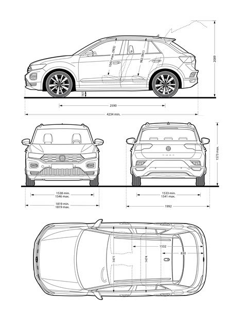 Volkswagen T-Roc 2017 Blueprint - Download free blueprint for 3D modeling