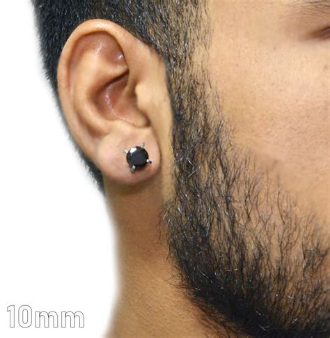 Black Diamond Stud Earrings For Men