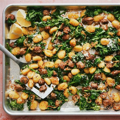Sheet-Pan Gnocchi With Spicy Sausage and Broccoli Rabe Recipe | Bon Appétit