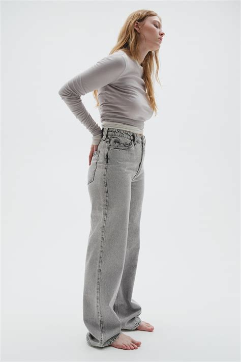Curvy Fit Wide Ultra High Jeans - Grey - Ladies | H&M IN