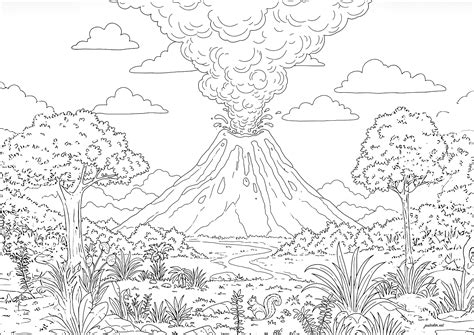 Volcano spewing lava - Volcano Coloring Pages