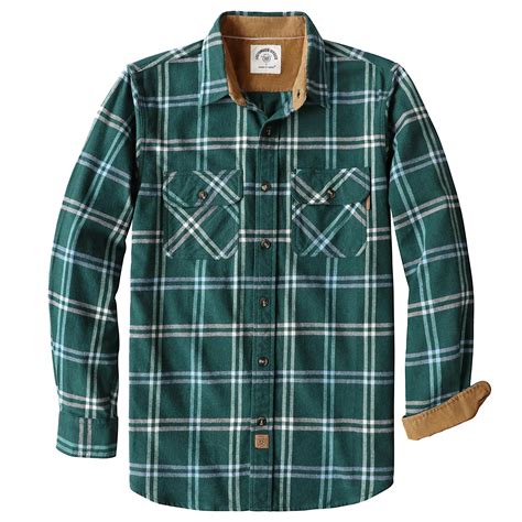 Dubinik® Mens Flannel Shirt Long Sleeve Button Down Plaid All Cotton ...