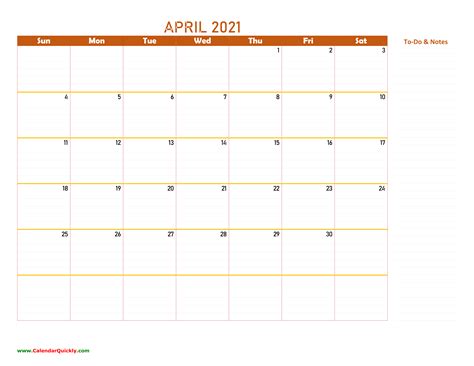 April 2021 Calendar | Calendar Quickly