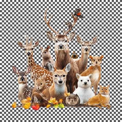 Cute forest animals isolated on transparent background | Premium AI ...