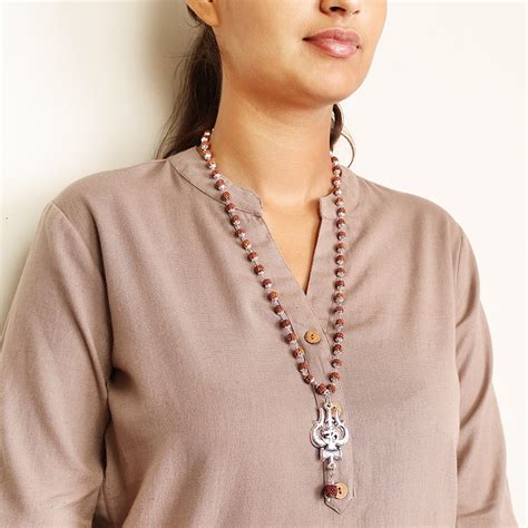 Divine Hindu Silver Plated OM Shiva Trishool Rudraksha Necklace – 54 B ...