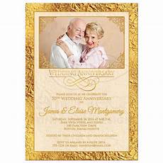 50th Anniversary Wedding Invitations by 50th Wedding Anniversary Photo Invitation Ivory Gold 50th Anniversary Wedding Invitations