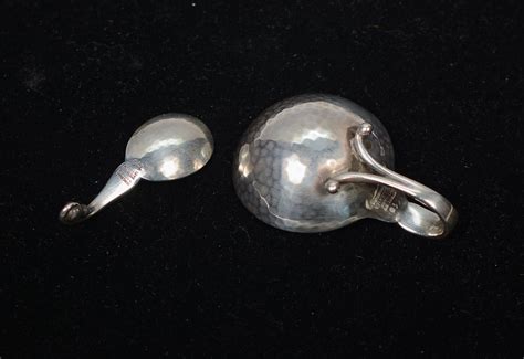 Georg Jensen Sterling Silver Art Deco Salt Cellar and Spoon For Sale at ...