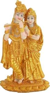 Buy TIED RIBBONS Gold Plated Radha Krishna Idol Statue Showpiece (Resin ...