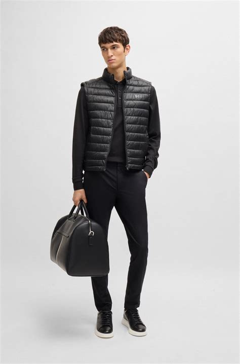 BOSS - Packable gilet with tonal logo - Black