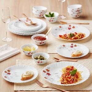 Larah by Borosil Pack of 24 Opalware Galaxy Series Rosalie Crockery Set ...