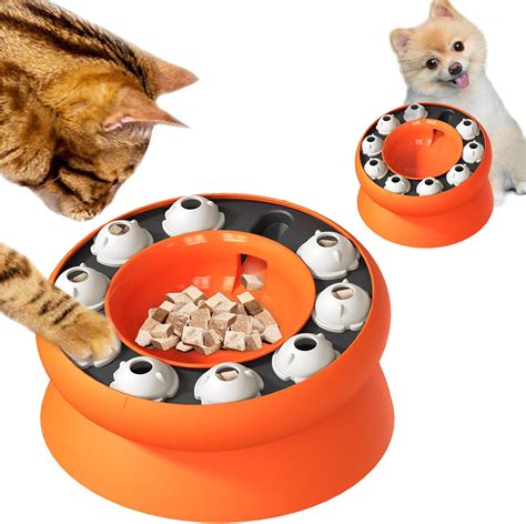 Fiyade Raised Cat Bowl Slow Feeder with Stand, Interactive Cat Toy ...