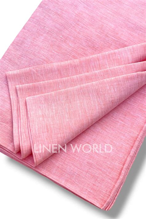 Buy Peach Organic Pure Linen Shirting Fabric | Linen World