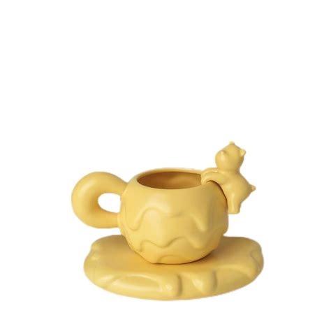 Honey Hug Ceramic Coffee Cup Set in Creamy Yellow by La Muse ...