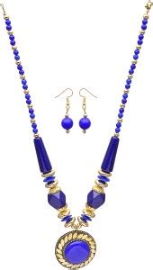 ZLXO Metal Gold-plated Gold, Blue Jewellery Set Price in India - Buy ...