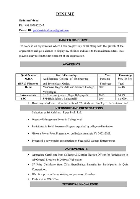Vinod new resume - RHDHSJYERVGW5HTWUBSE5 - RESUME Gadutotti Vinod Ph ...