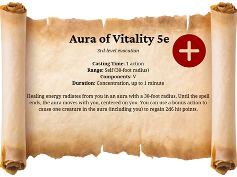 Aura of Vitality - D&D 5e Spell Book - Eternity TTRPG
