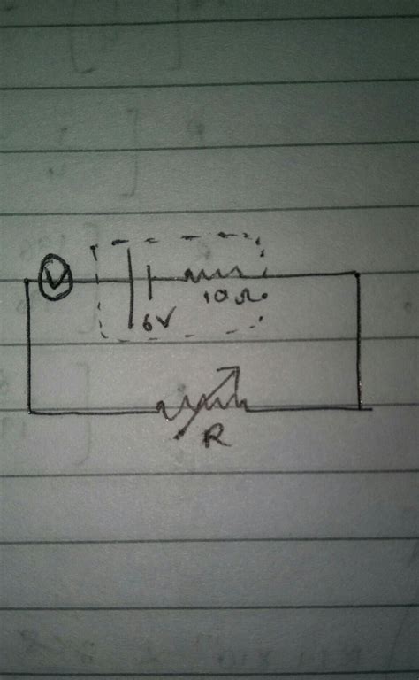Draw a closed circuit by using a battery of 6V, resistance 10 Ohm, a ...