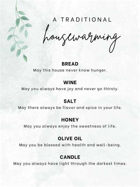 Printable Housewarming Gift Home Blessing Traditional DIY Bread Wine ...