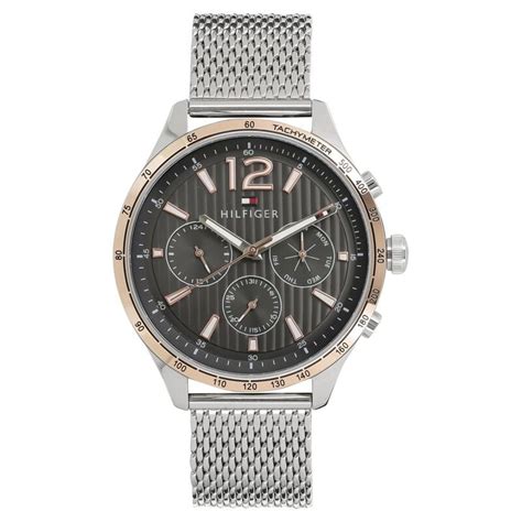 Buy Online Tommy Hilfiger Quartz Multifunction Grey Dial Metal Strap ...