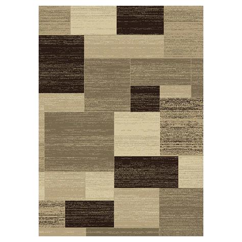 (B446) Romance Tan & Brown Geometric Area Rug, 5x7