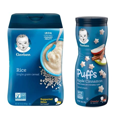 Buy Gerber Cereal & Puffs Combo (Pack of 2) - Rice Cereal (8oz) + Apple ...