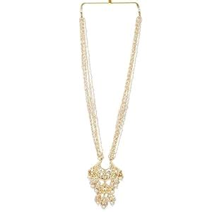 Buy Jewellity Kundan Pendant with White Pearls String Long Mala/String ...
