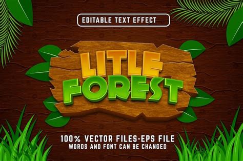 Little forest 3d text effect premium vectors | Premium Vector