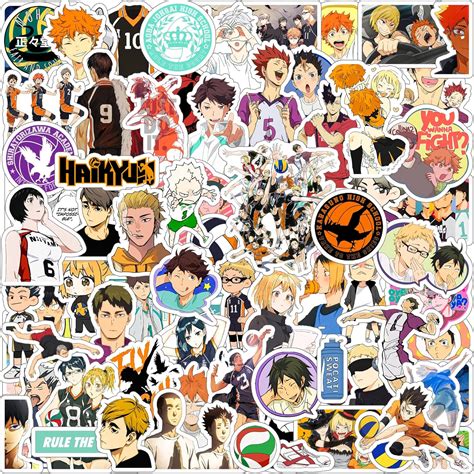 Paper9store Pack of 80+ Haikyuu Stickers for Laptop, Phone Case, Guitar ...
