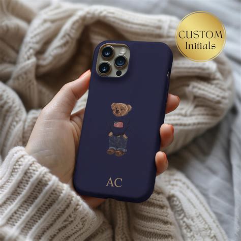Personalized Name Initials Phone Case, Magsafe, Navy Blue Polo Teddy ...