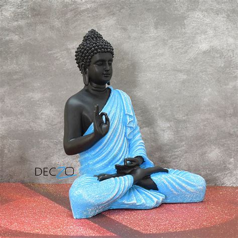 Big Size Meditating Buddha Idol :Sky Blue – Deczo