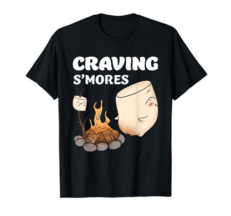 Funny Smores Cute Marshmallow Childrens Camping Black T-Shirt Crew Neck ...