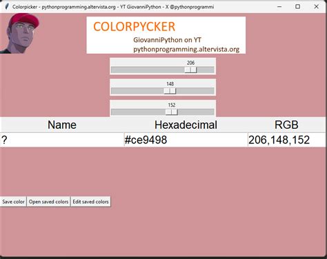 Image result for Python Tkinter Color Picker