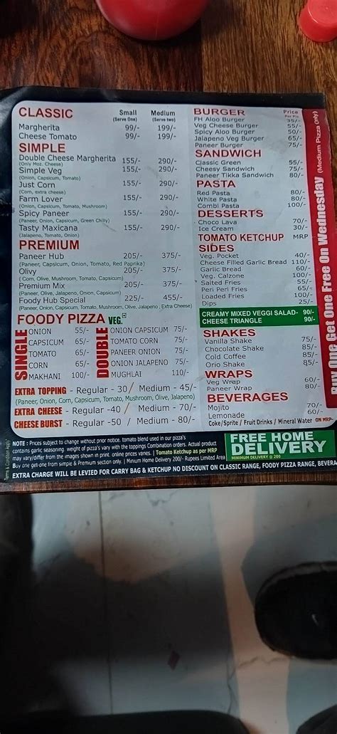 Menu at Foody Hub Pizza Dera Bassi, Best Pizza Restaurant in Zirakpur ...
